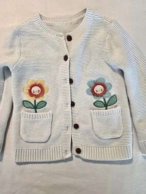 Mothercare Flower Pocket Knitted Cardigan White